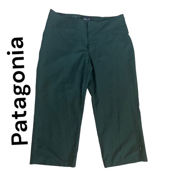 patagonia worn wear capris hiking womans 10 medium army green relaxed casual - Picture 1 of 7